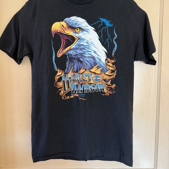1990 Harley Davidson 3D Emblem Prominent Eagle T Shirt-Large - Picture 1 of 3